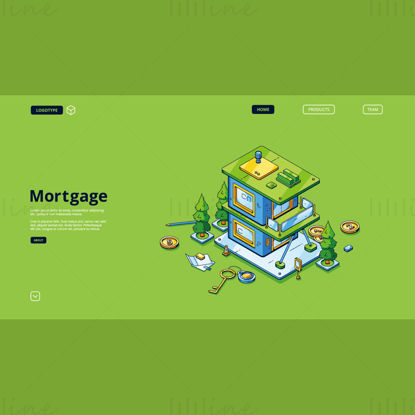 Vektor ilustracije zelenih hipotekarnih finančnih storitev