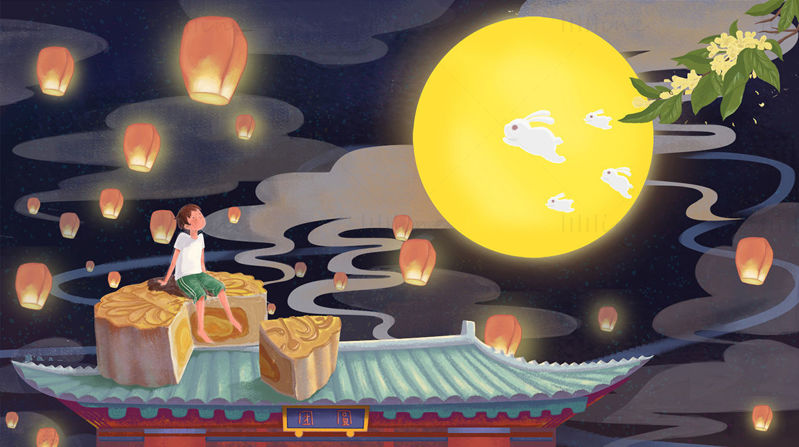 The Chinese Mid-Autumn Festival pattern