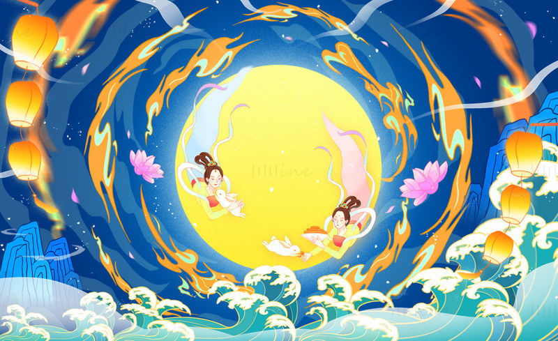 Mid-Autumn festival Chang'e flying to the moon poster