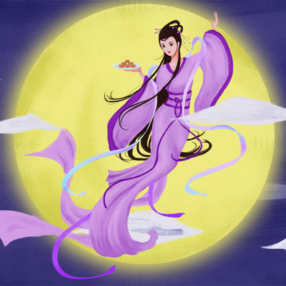 Chang'e flying to the moon illustration