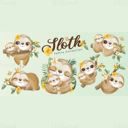 Happy mother's day sloth family vector