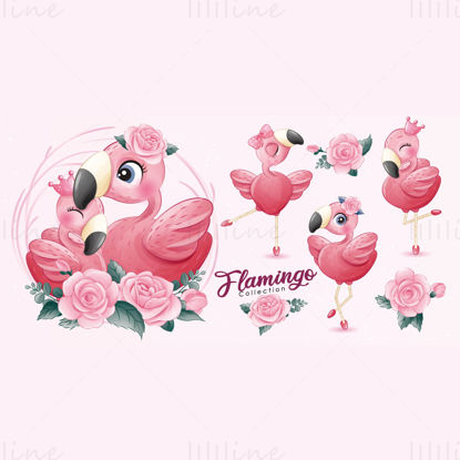 Vector flamingo fericit de ziua mamei