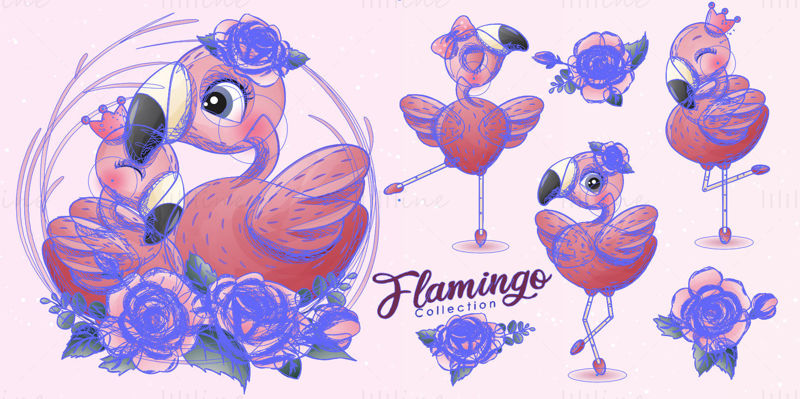 Vector flamingo fericit de ziua mamei