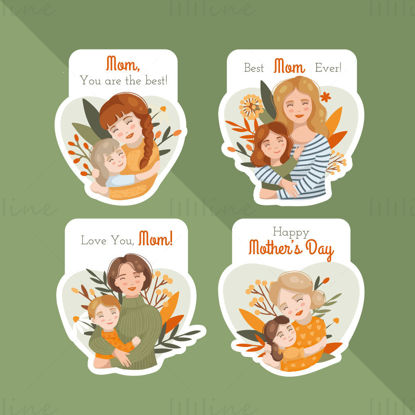 Mother's day card sticker vector