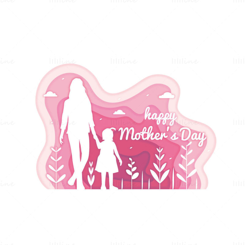 Pink Mother's day, mother holding child's hand