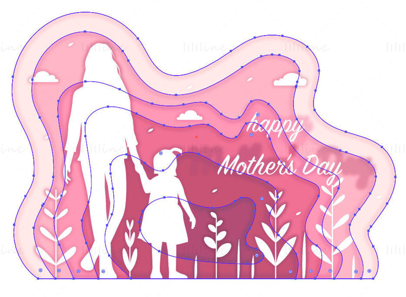 Día de la madre rosa, madre sosteniendo la mano del niño.