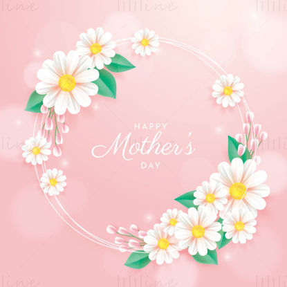 Pink mother's day card vector