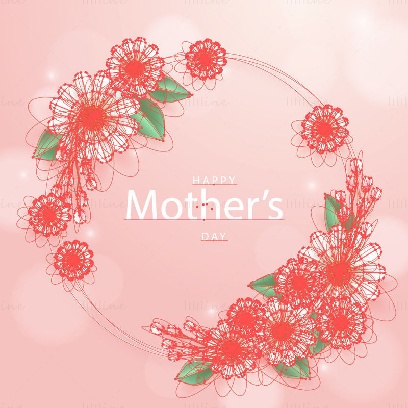 Pink mother's day card vector