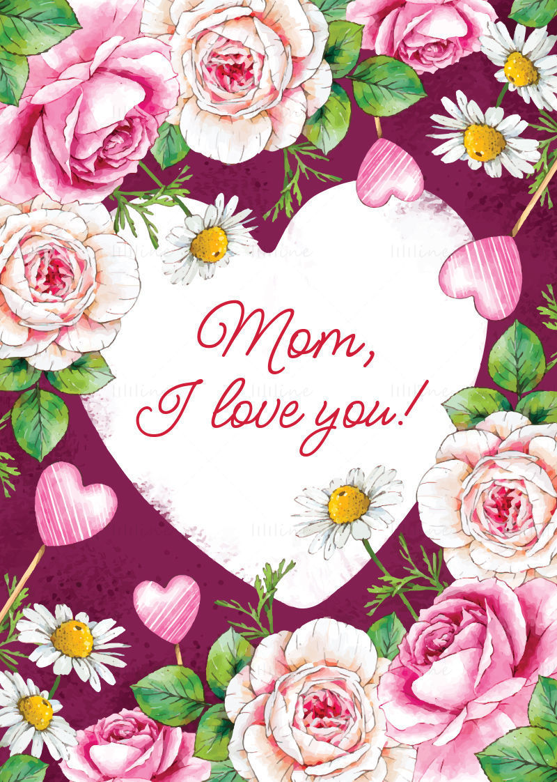 Mother's day card design Mom I Love You