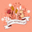 Orange color mother's day poster card vector