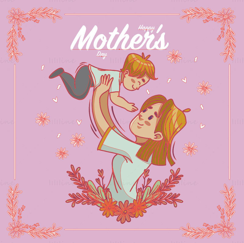 Vector card poster pentru ziua mamei
