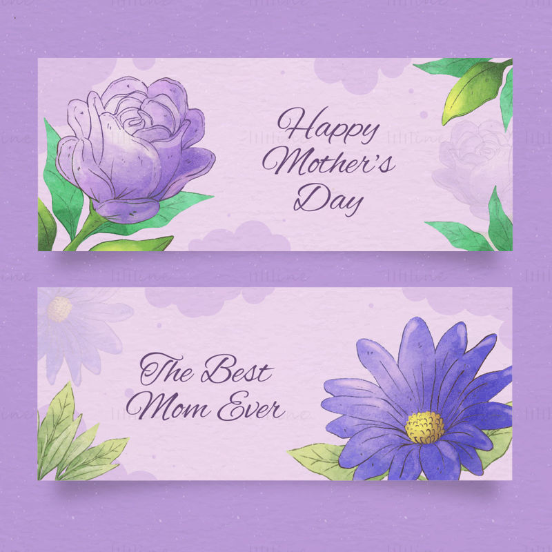 Mother's day poster banner vector purple carnation