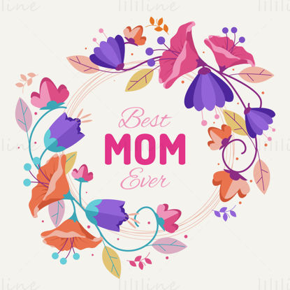 Mother's day poster wreath label vector
