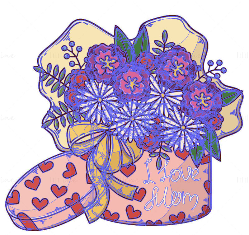Mother's day illustration carnation gift box vector
