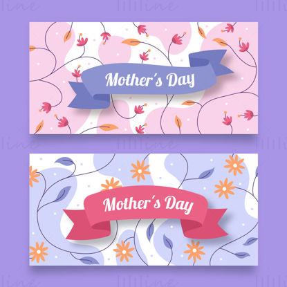 Mother's day banner vector ribbon text