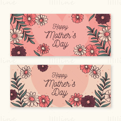 Mother's day flower poster vector template