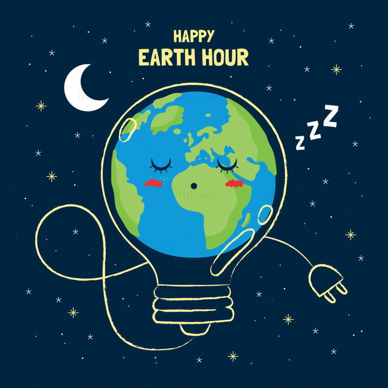 Happy earth hour vector creative illustration