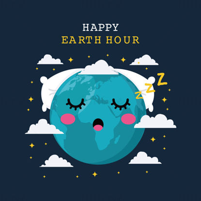 Cartoon earth hour vector poster