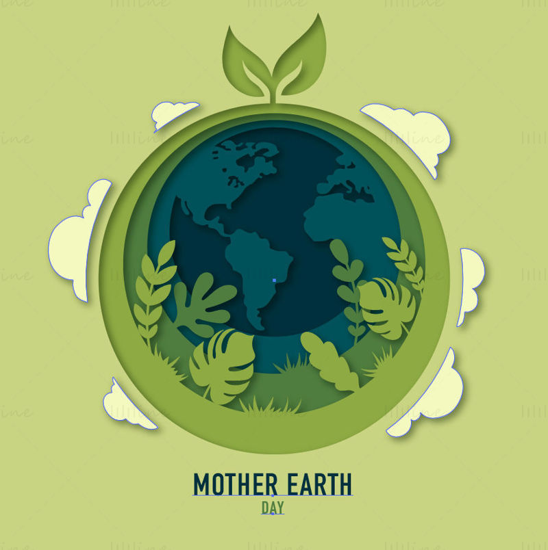 Vector verde ziua Mamei Pământ