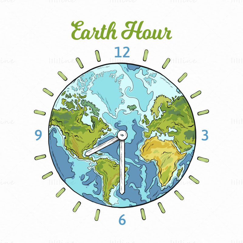 Milieu posters aarde uur tijd klok vector