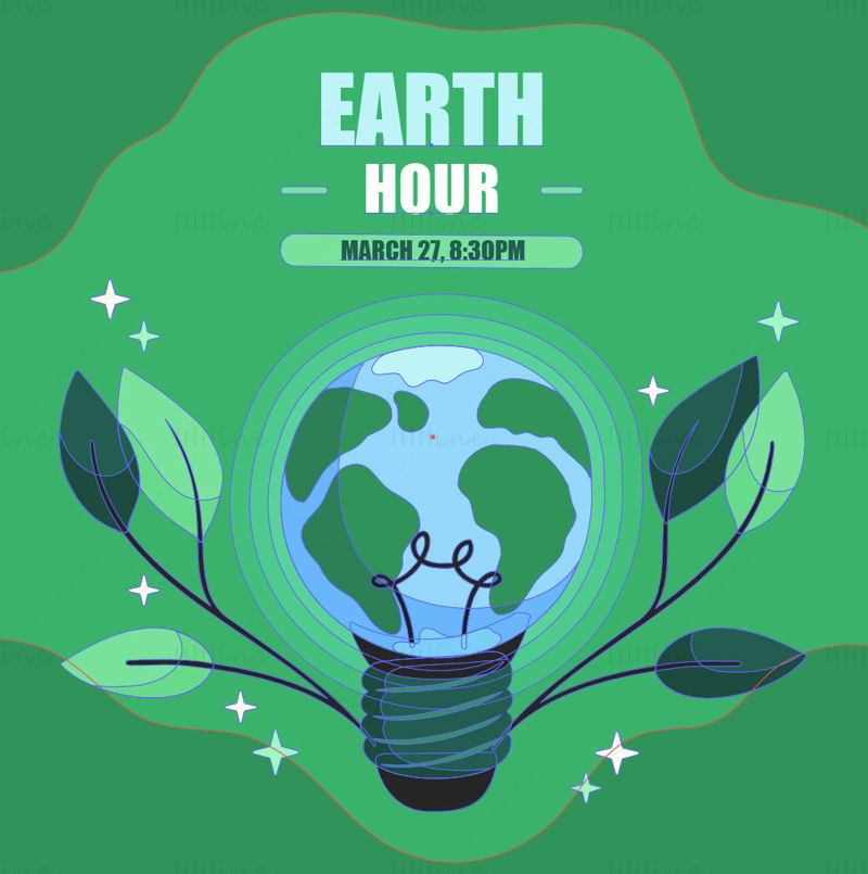 Cartel ambiental del vector de la hora del planeta