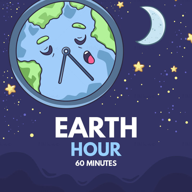 Earth hour 60 minutes vector