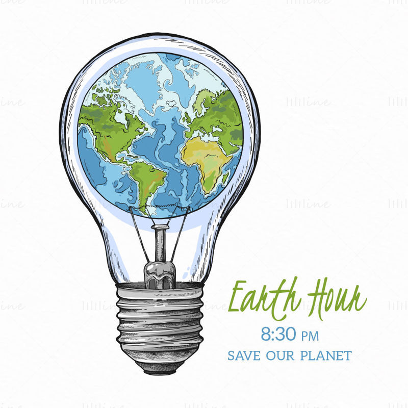 L'heure de la terre sauve notre planète vecteur