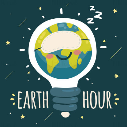 Earth hour cartoon vector