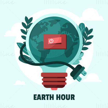 Earth hour earth switch vector environmental poster