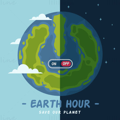 Earth hour power on off, save our planet, vector