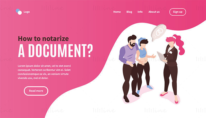Notary Service Landing Page Template Vector