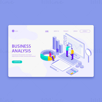 Financial education business analysis landing page vector template