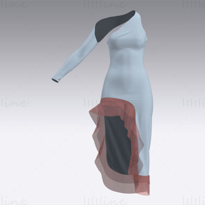 Dress with flouncing 3d design