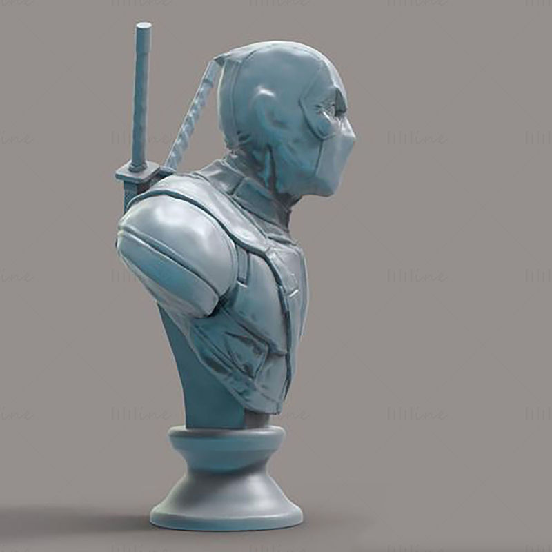 Modelo de impresión en 3D del busto de Deadpool
