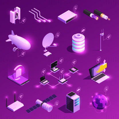Information Technology Isometric Vector Icons