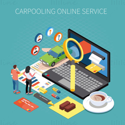Carpooling online service vector scene
