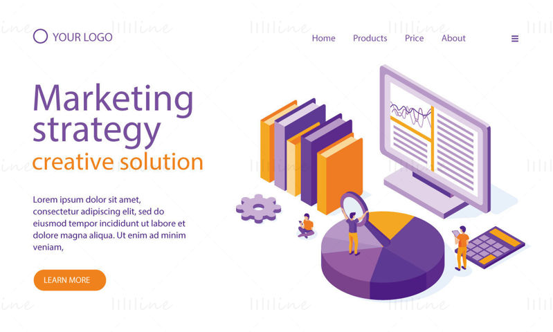 Marketing strategy creative solution website landing page vector