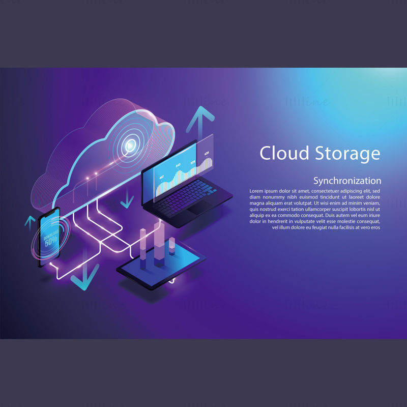 Ilustración de vector de sincronización de almacenamiento en la nube