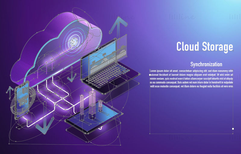 Ilustración de vector de sincronización de almacenamiento en la nube