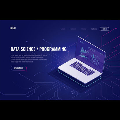 Data science programming website design landing page vector