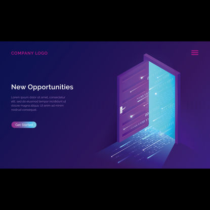 Purple data gate door web landing page vector