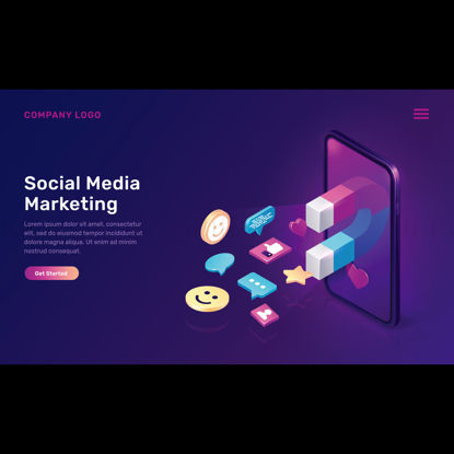 Social media marketing landing page vector