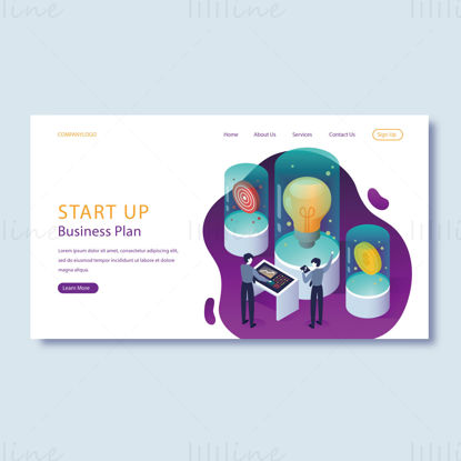Start up business plan landing page vector