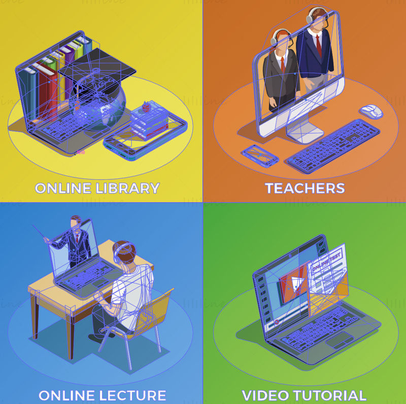 Online class, vector illustration