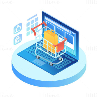 E-kereskedelem bevásárlókosár vektor