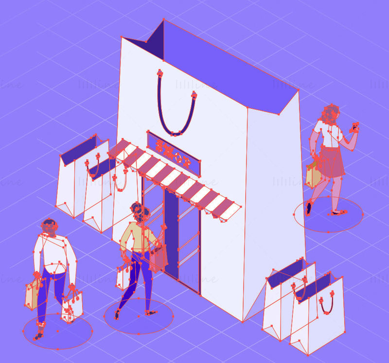 Shopping vector isometric element