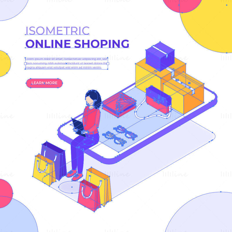 Online shopping isometric vector