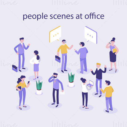 People scenes at office vector illustration