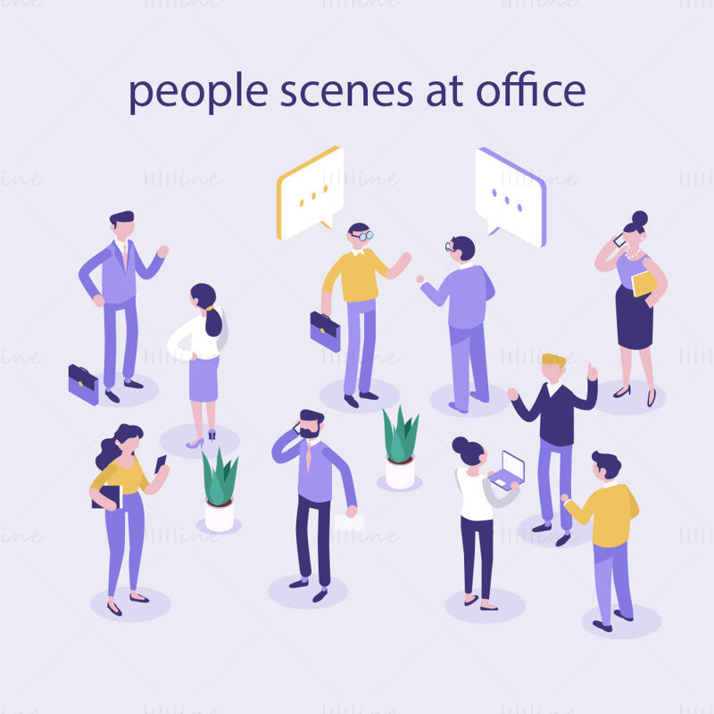 People scenes at office vector illustration