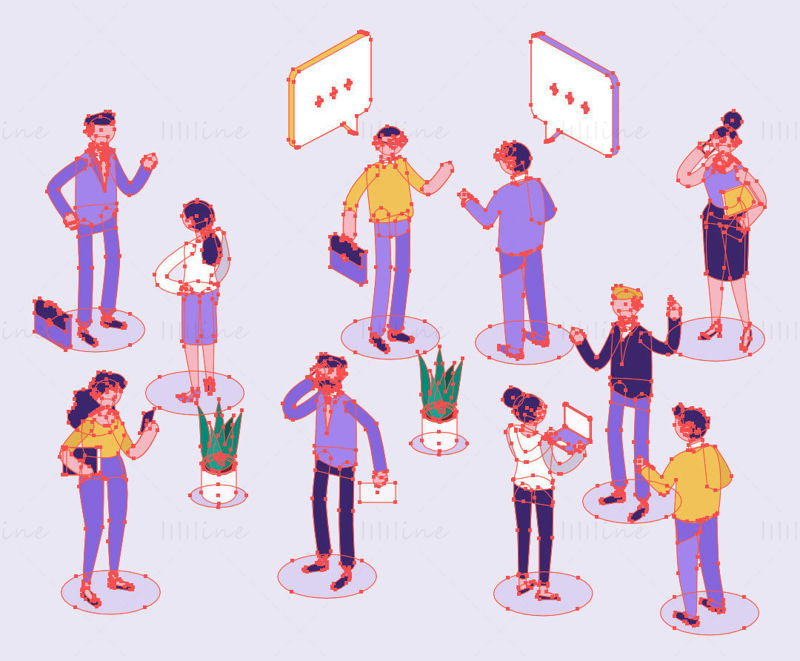 People scenes at office vector illustration